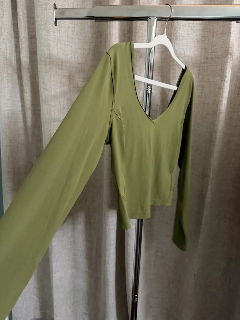 lululemon Align Olive Green V-Neck Long Sleeve Top